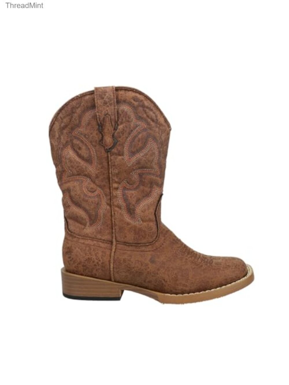 Toddler Boys Western Cowboy Boots Square Toe Pull-On Faux Leather